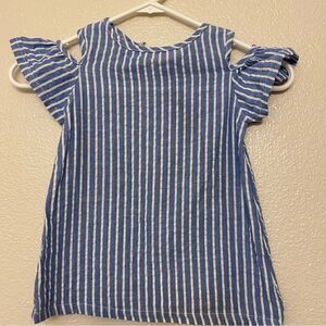 Voro Beve Girls blue striped Cold shoulder tie back 100% cotton blouse -7